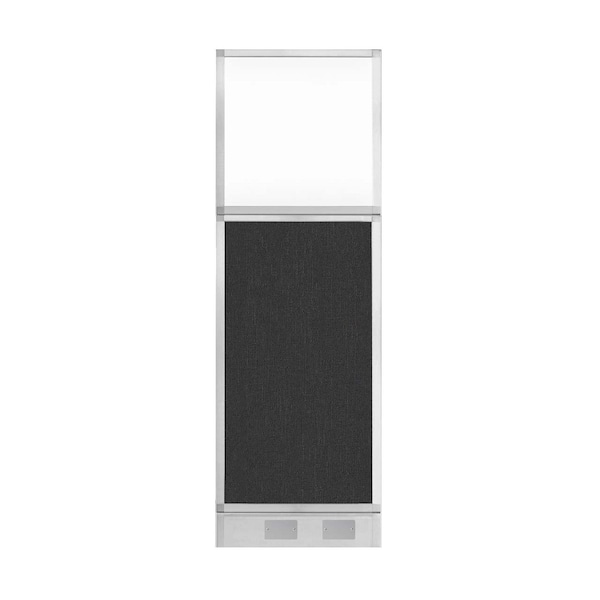 Hush Panel Configurable Cubicle Partition 2' x 6' Black Fabric Clear Window w/ Cable Channel